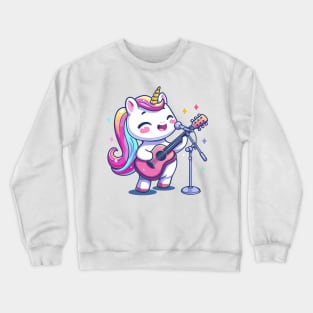 unicorn playing guitar Crewneck Sweatshirt